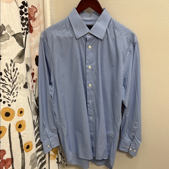 David Donahue Other - Men's David Donahue Blue Gingham Plaid Collared Dress Shirt. Size 16.5 - 32/33